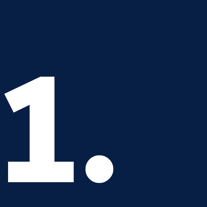 White number one on dark blue background