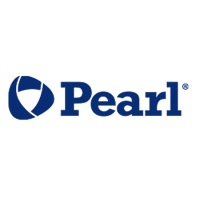 Pearl logo with stylized blue emblem